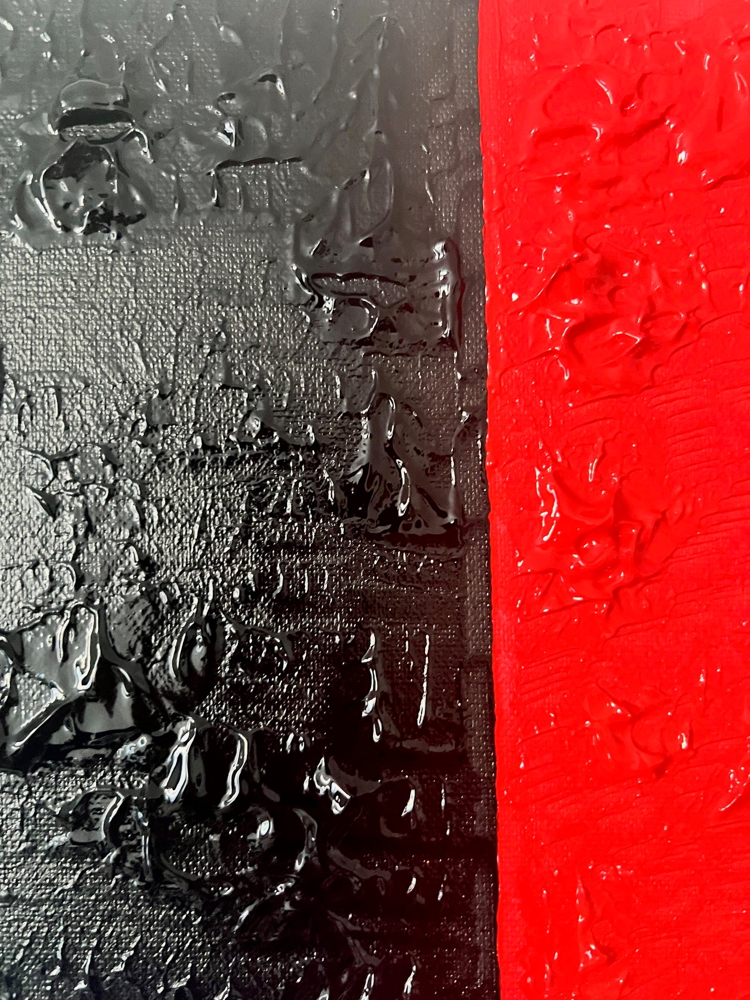 détail rouge texturé tableau abstrait contemporain