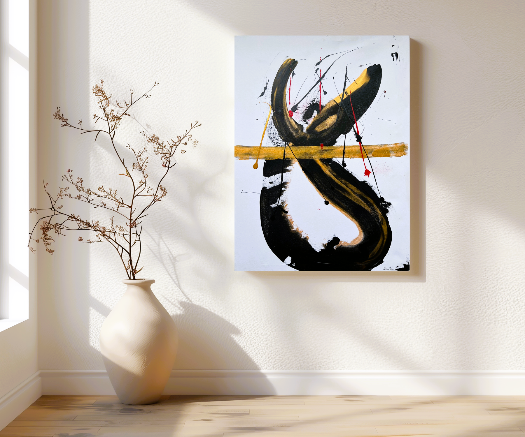 Tableau fait main  or et noir – œuvre unique sur toile