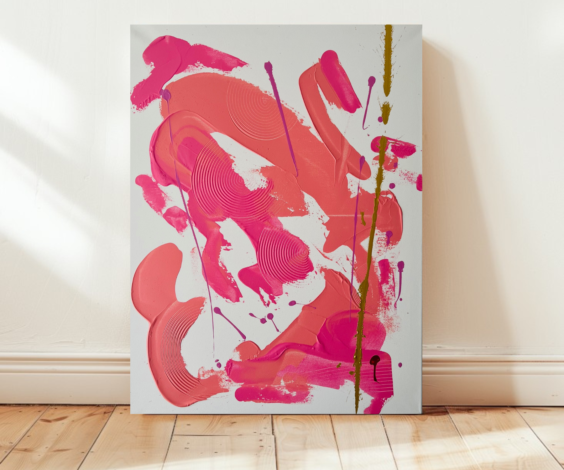 Tableau abstrait rose – Peinture acrylique faite main
