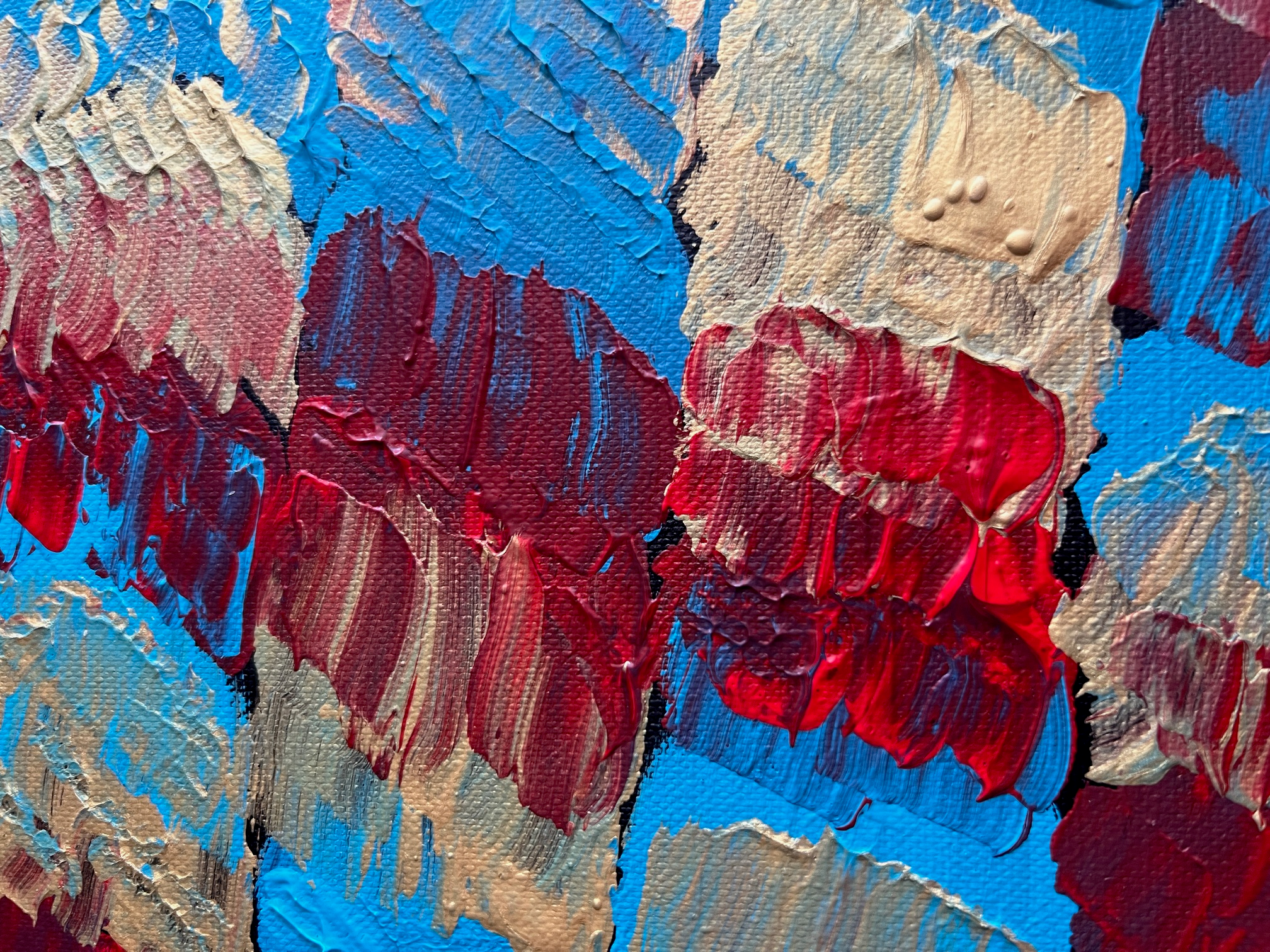 Idée  déco moderne fait main pour salon penture unique sur toile  biacha