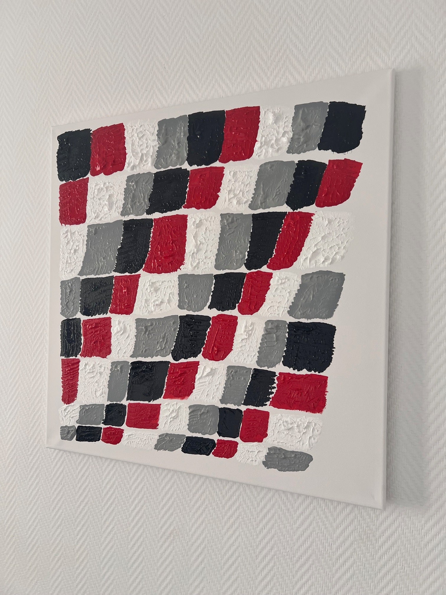 idée décoration tableau moderne sur toile damier 60x60 cm noir et rouge 