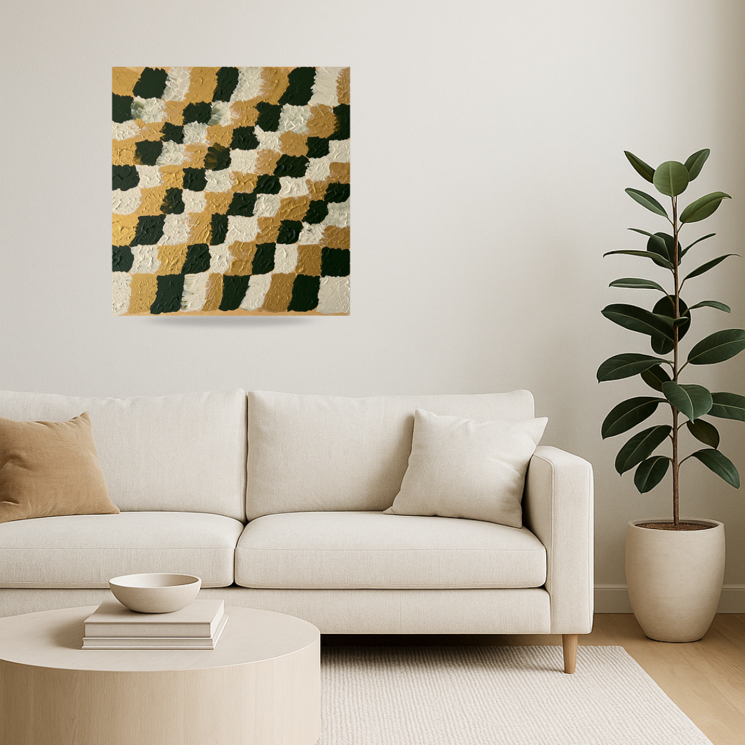 Idée tableau jeux d’échecs, peinture faite main sur toile, création équilibrée et contemporaine.