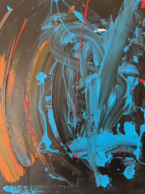 Peinture abstraite inspirée du volume et de l’harmonie des éléments, œuvre murale signée Biacha.