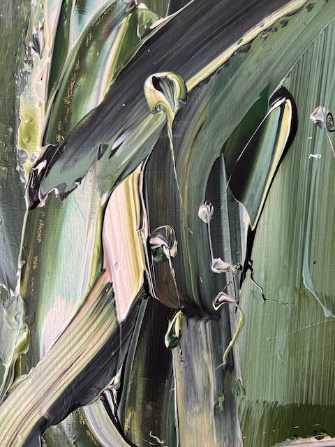 Peinture abstraite aux tons clairs et lumière douce, œuvre contemporaine idéale pour une déco sereine.