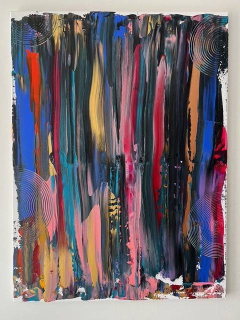 Peinture moderne comme idée déco intérieure, œuvre abstraite multicolore faite main, création artistique originale et lumineuse.