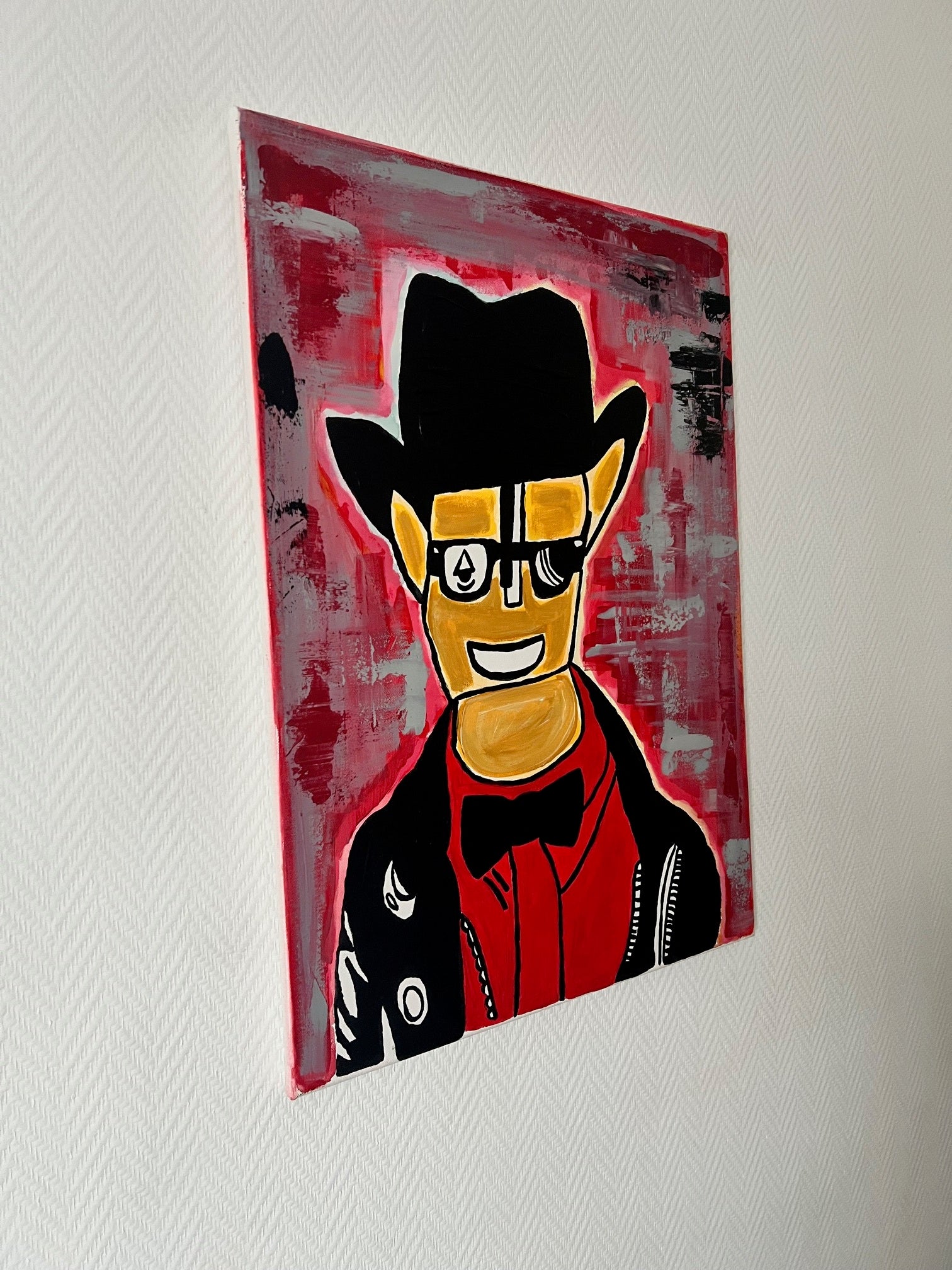 peinture abstraite  personnage  avec  chapeau  