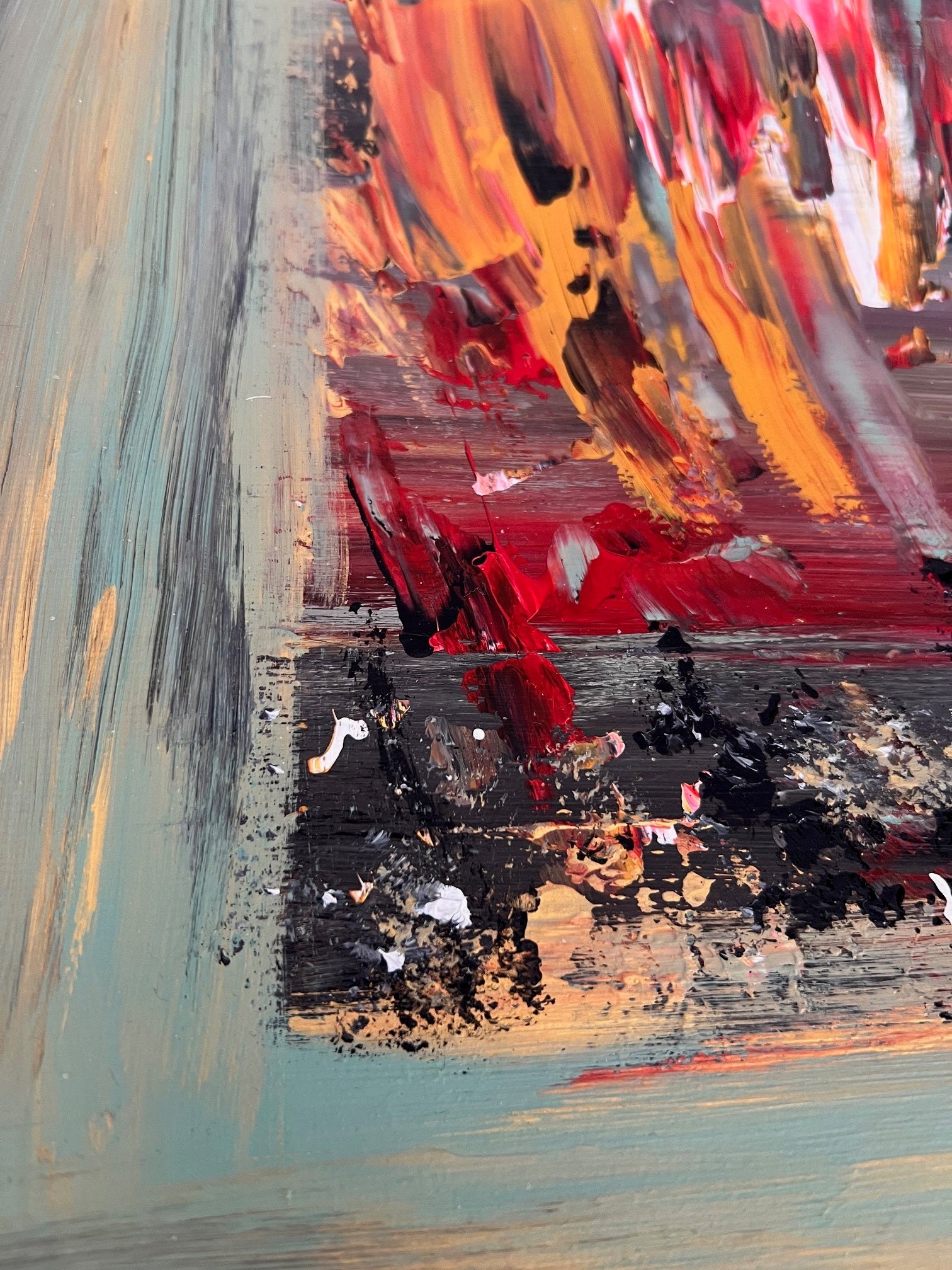 Tableau abstrait sur papier art mural vert  sauge