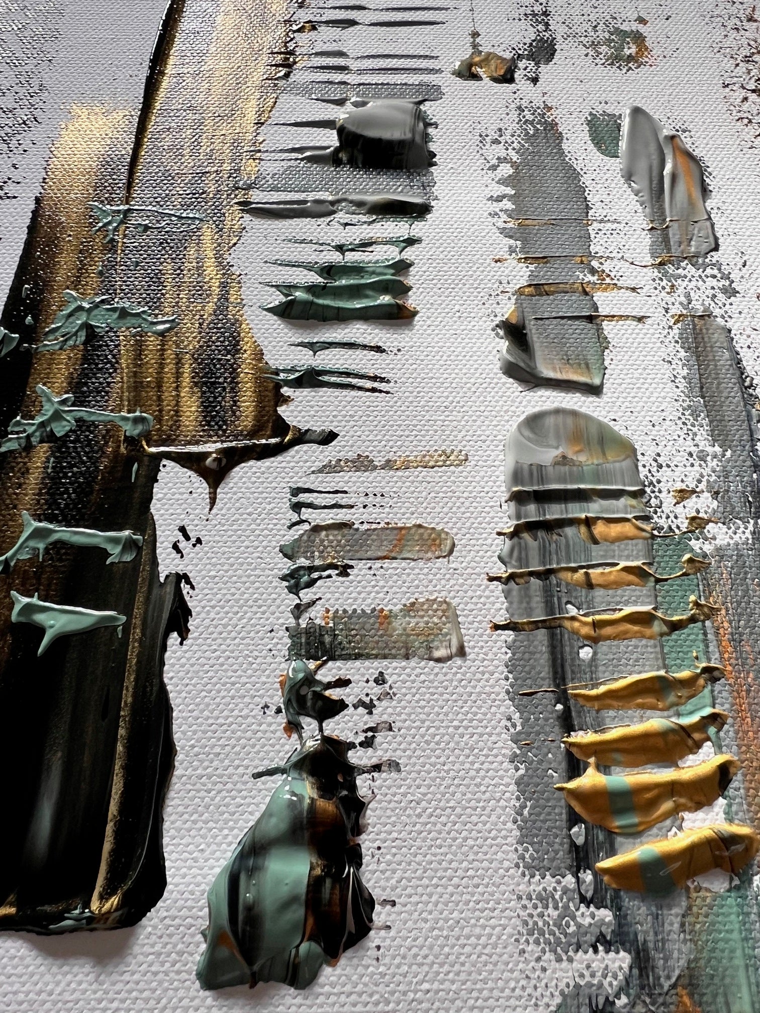 peinture anstraite or noir sur fond blanc biacha 