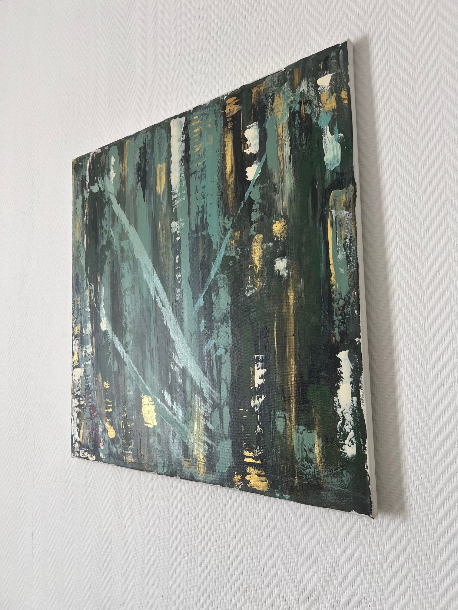 peinture abstraite  vert sauge sur toile 