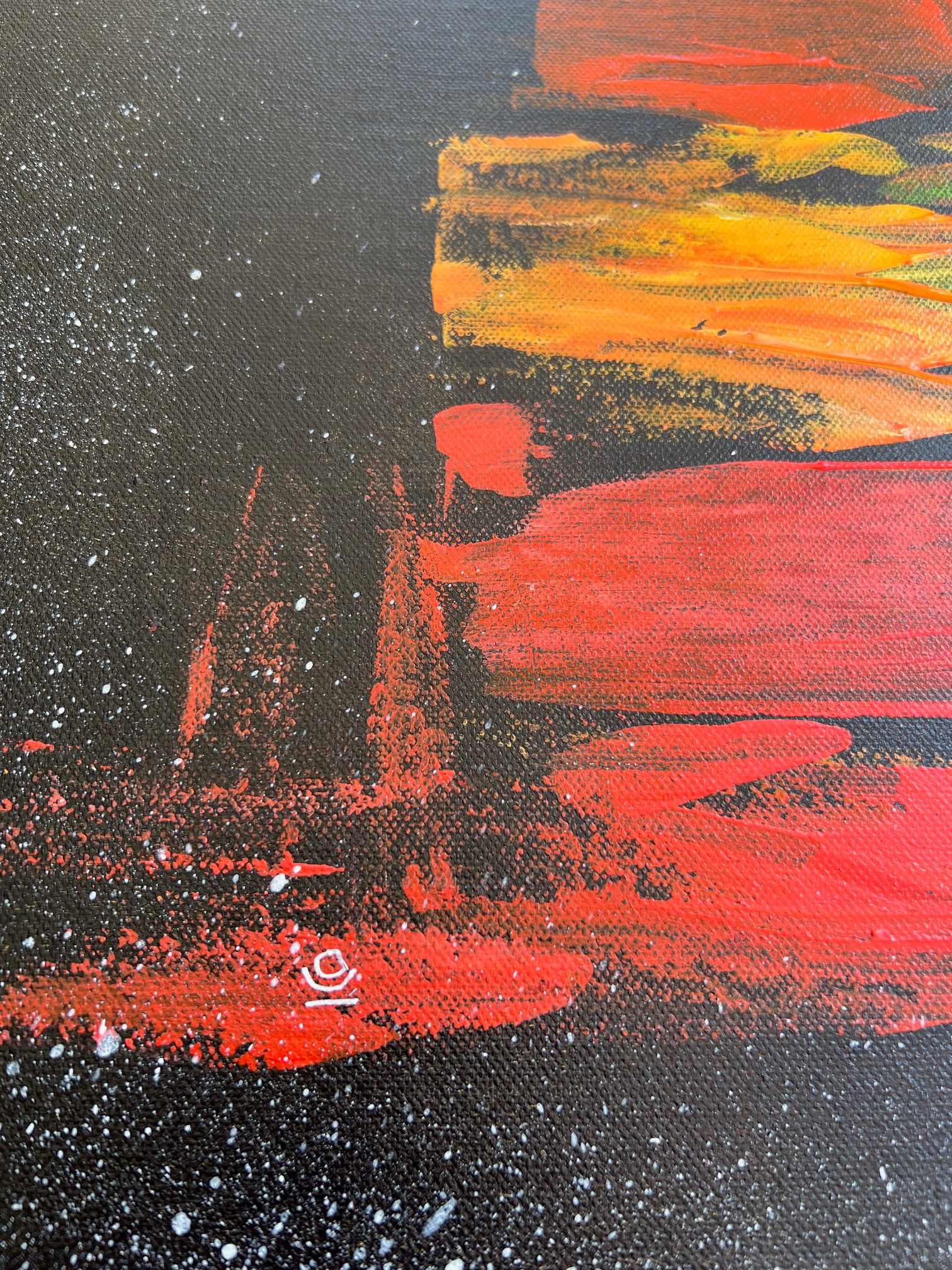Tableau peinture abstraite Acrylique sur fond noir