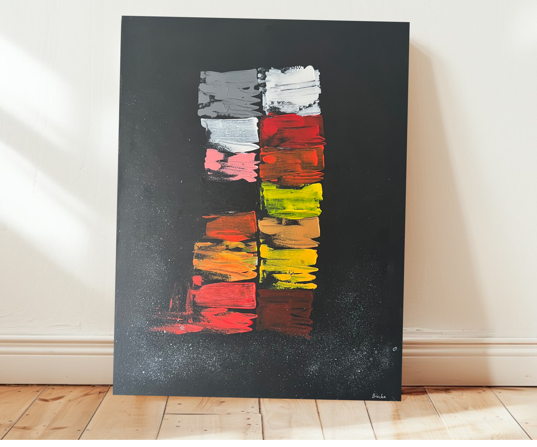 Tableau peinture abstraite Acrylique sur fond noir