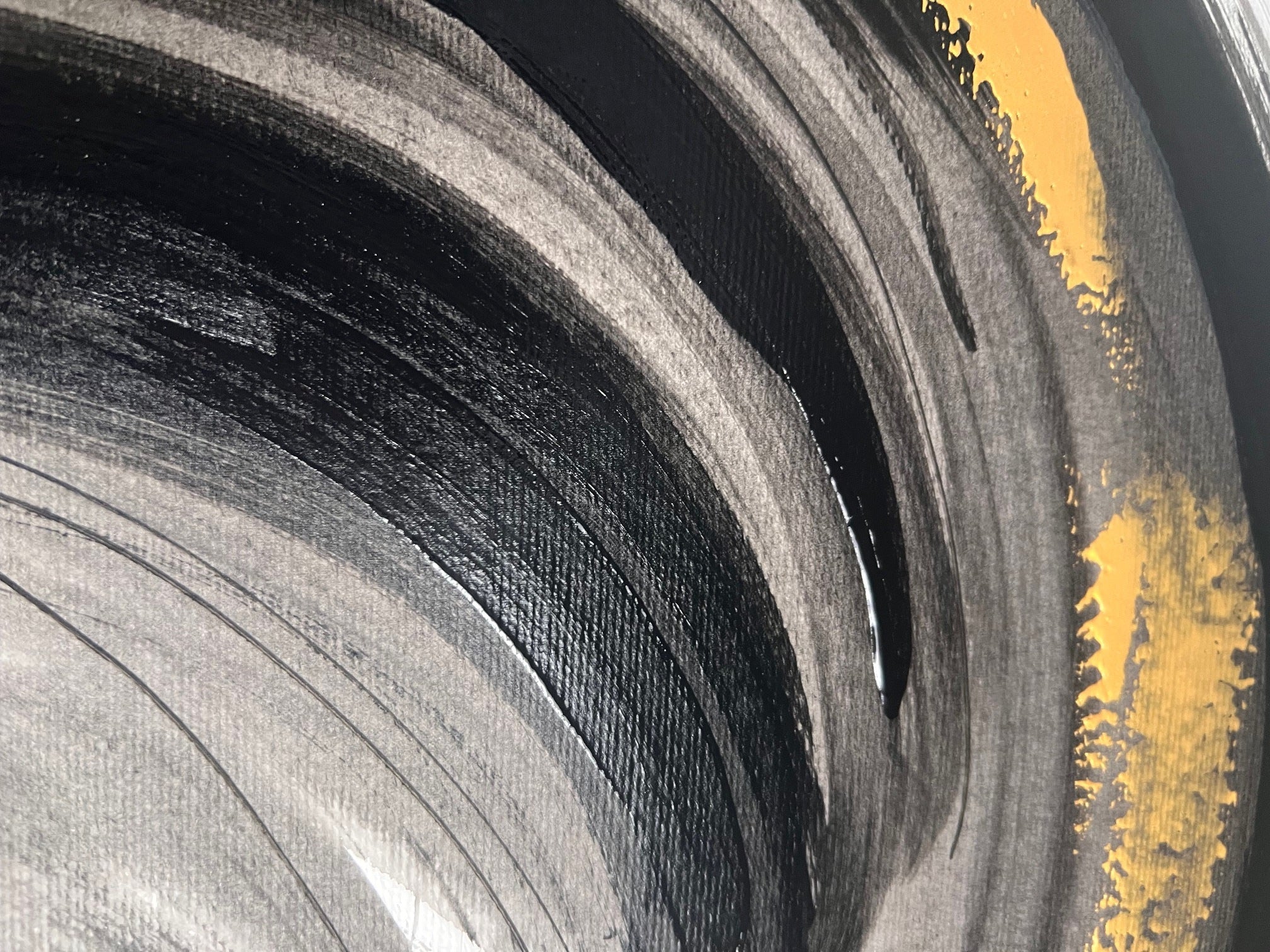 Peinture moderne sur papier  épais  noir et or  70x50cm