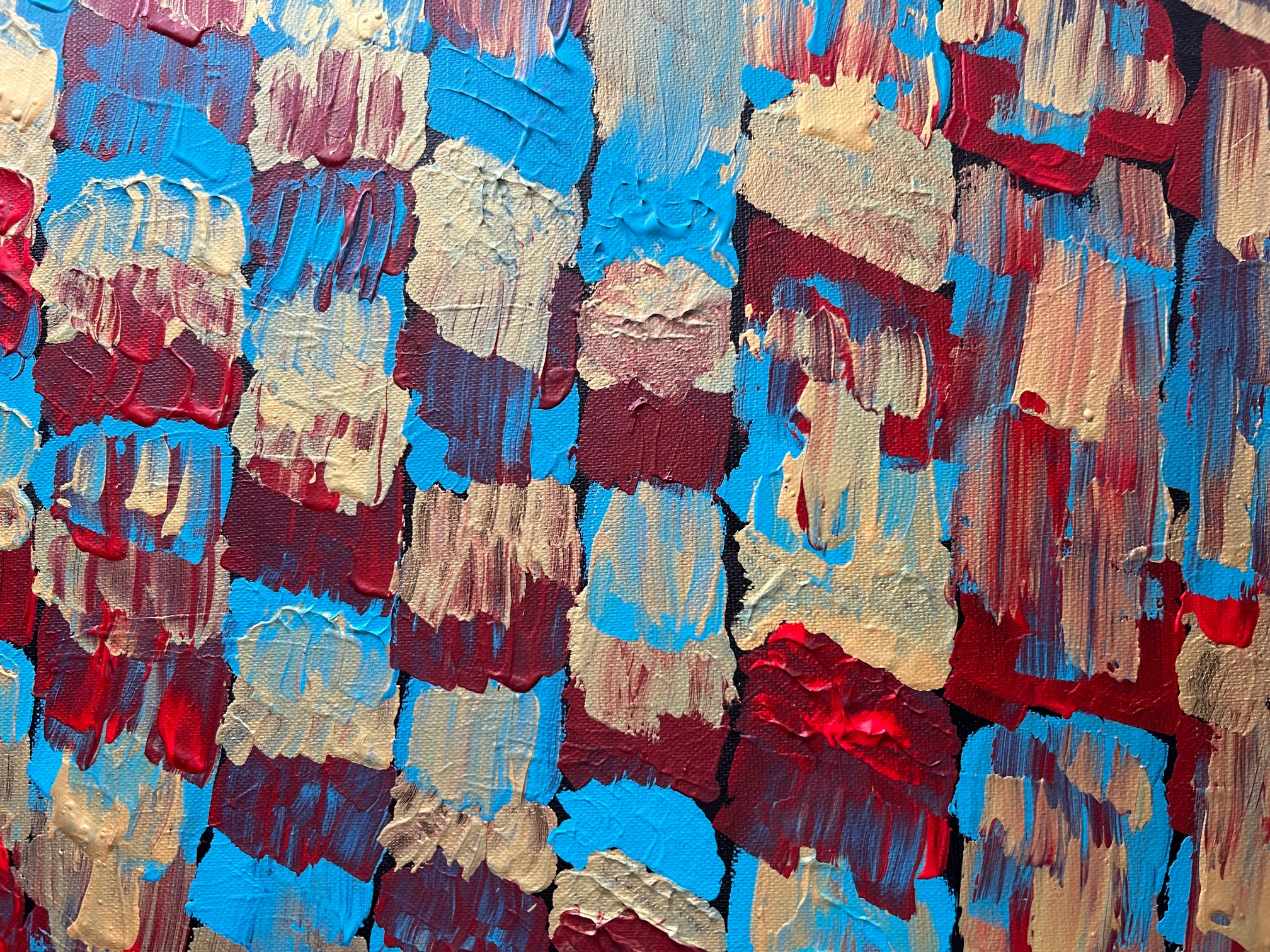 Tableau  abstrait fait à la main or et bleu