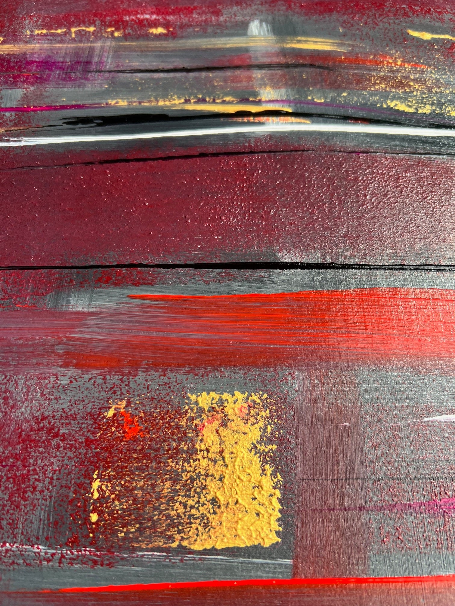 peinture  moderne sur papier 400rs rouge  et or 