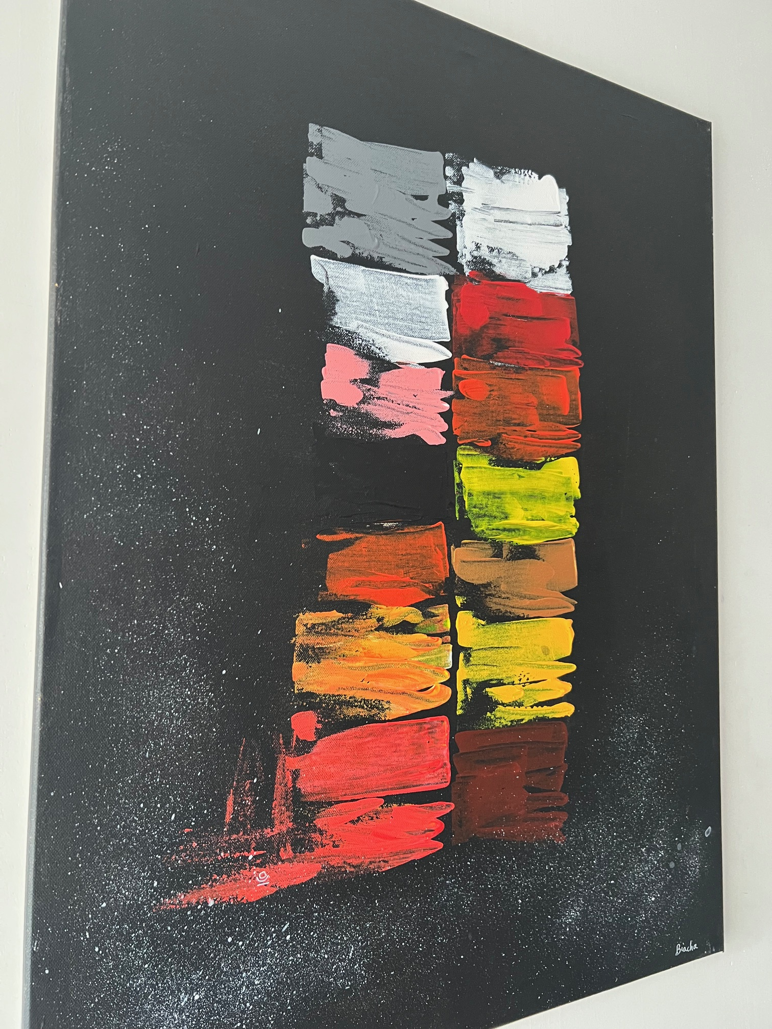 Tableau peinture abstraite Acrylique sur fond noir