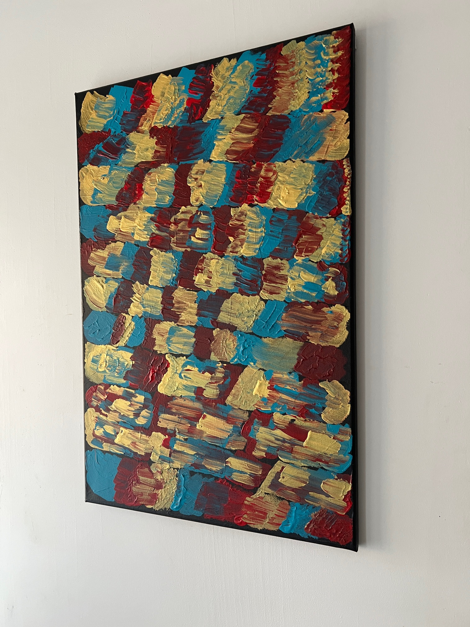 Tableau  abstrait fait à la main or et bleu