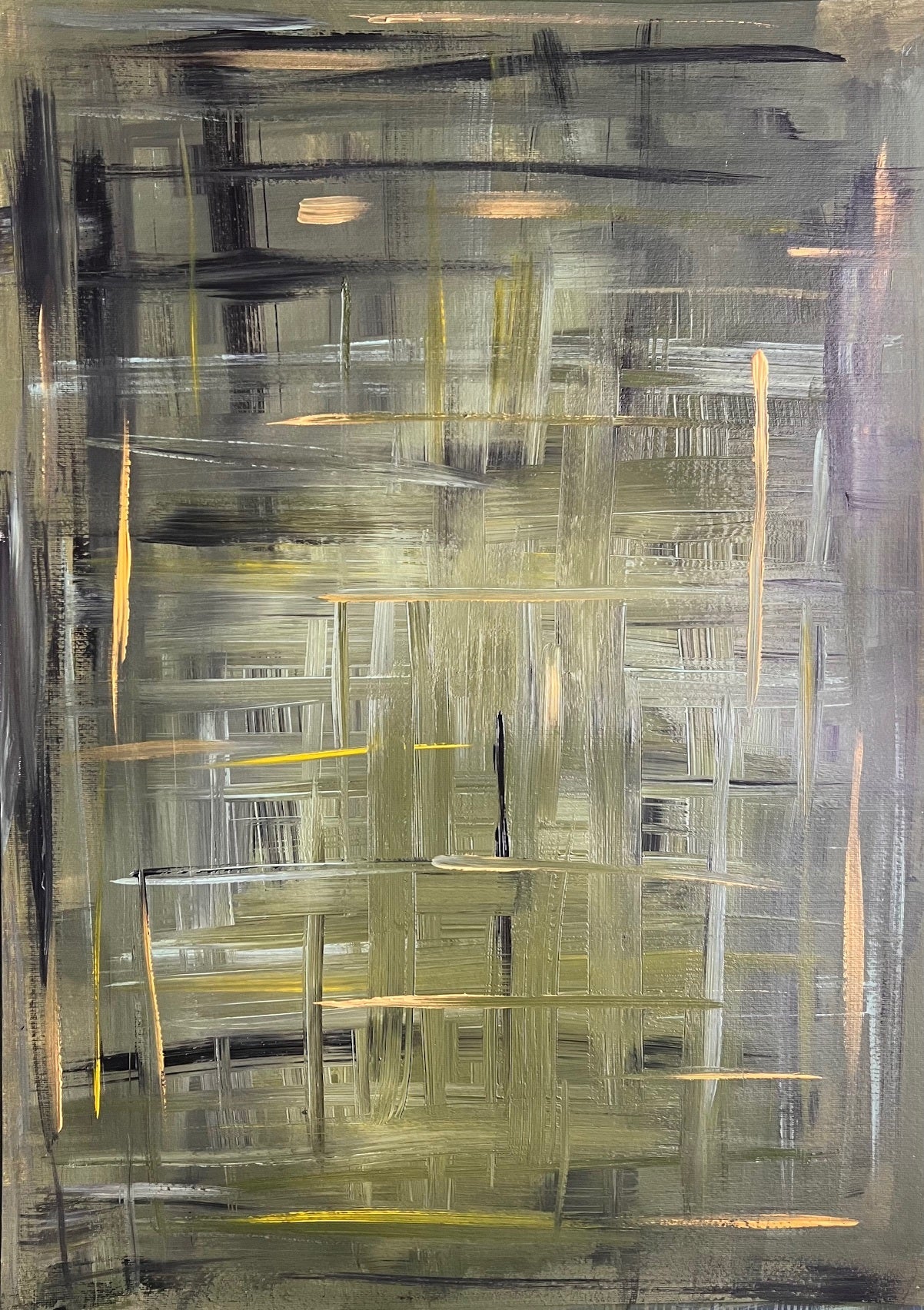 peinture unique  sur papier vert noir or Biacha Artiste 