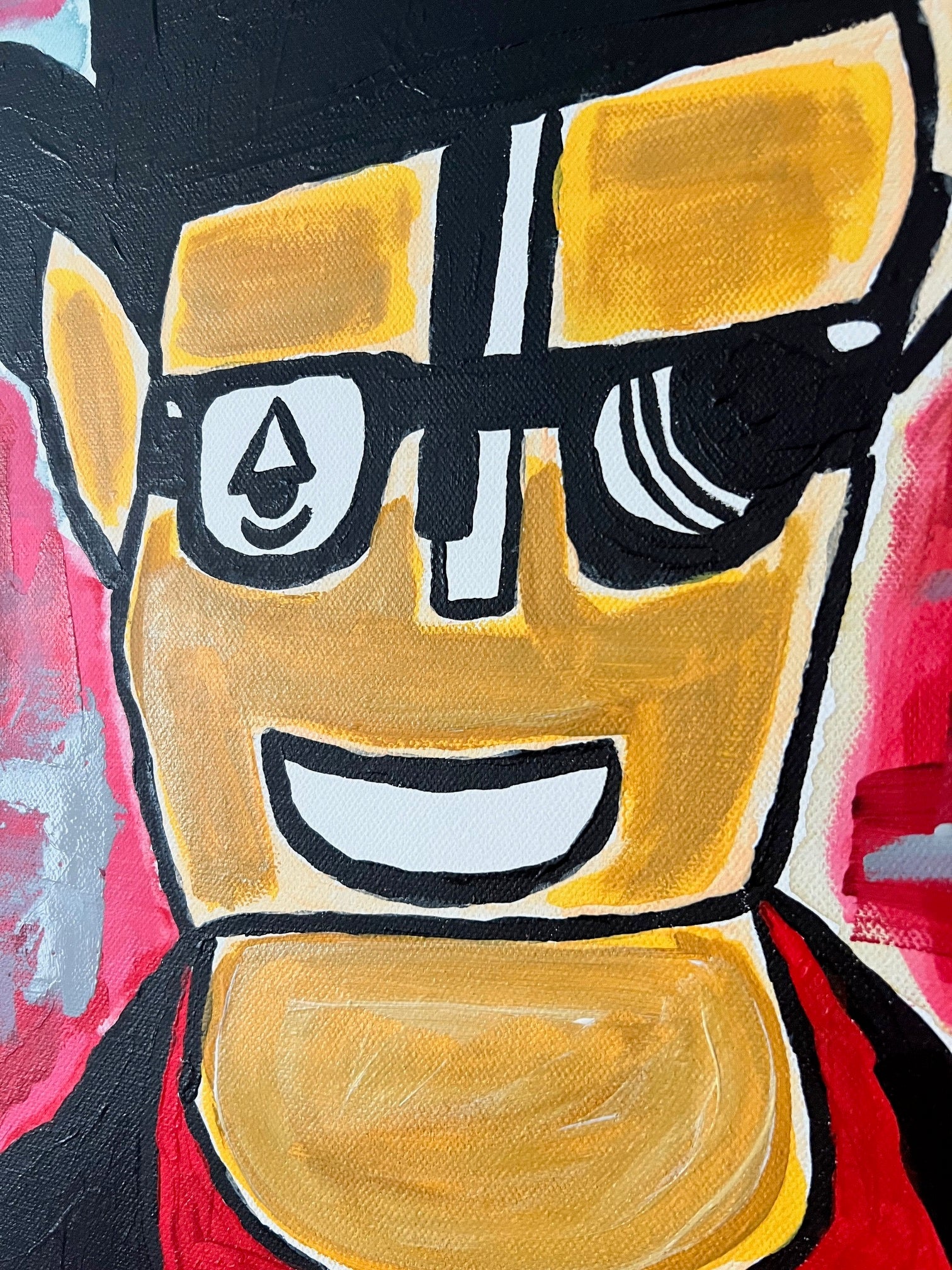 personnage sur toile à la peinture acrylique 