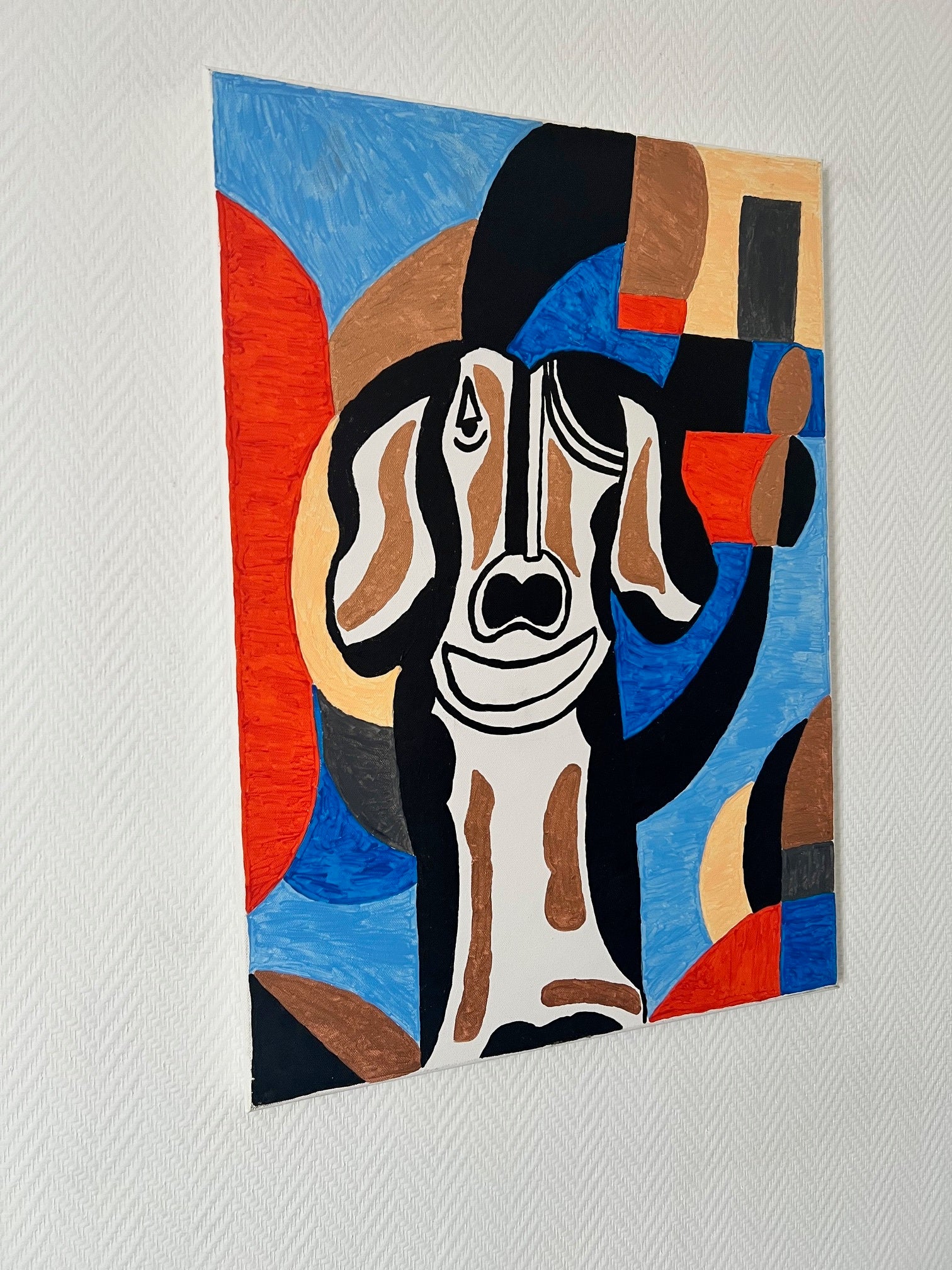 portrait de chien  à la mer mouvement des vagues artiste peintre français 