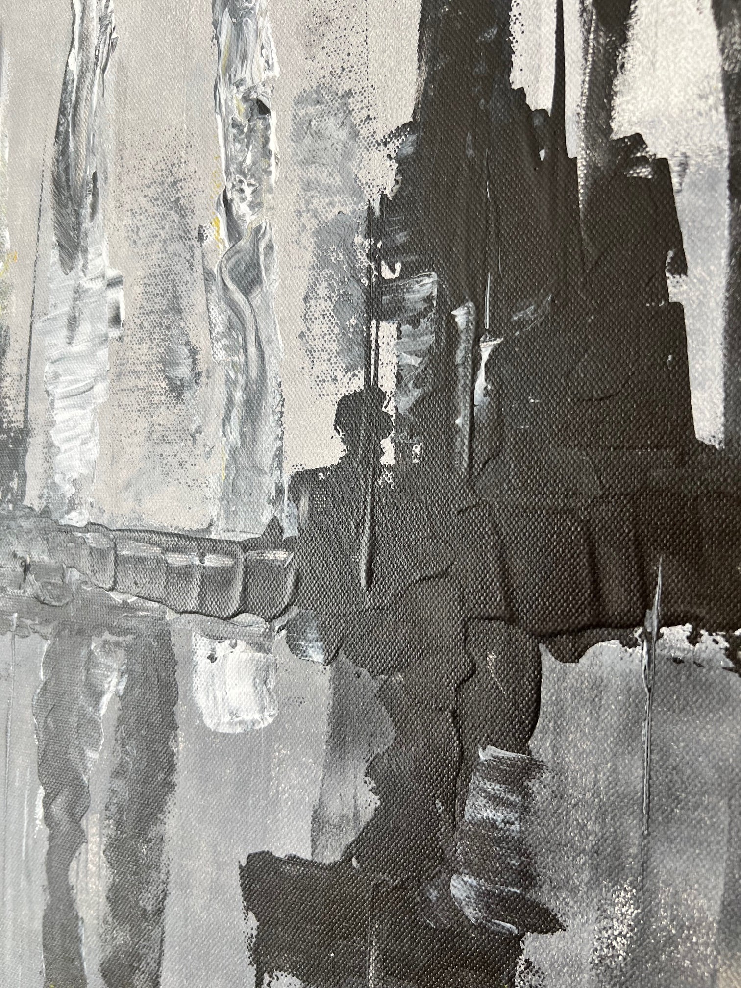 Œuvre unique imaginée par Biacha, artiste peintre français, aux lignes modernes et aux couleurs sobres pour habiller un mur avec élégance.