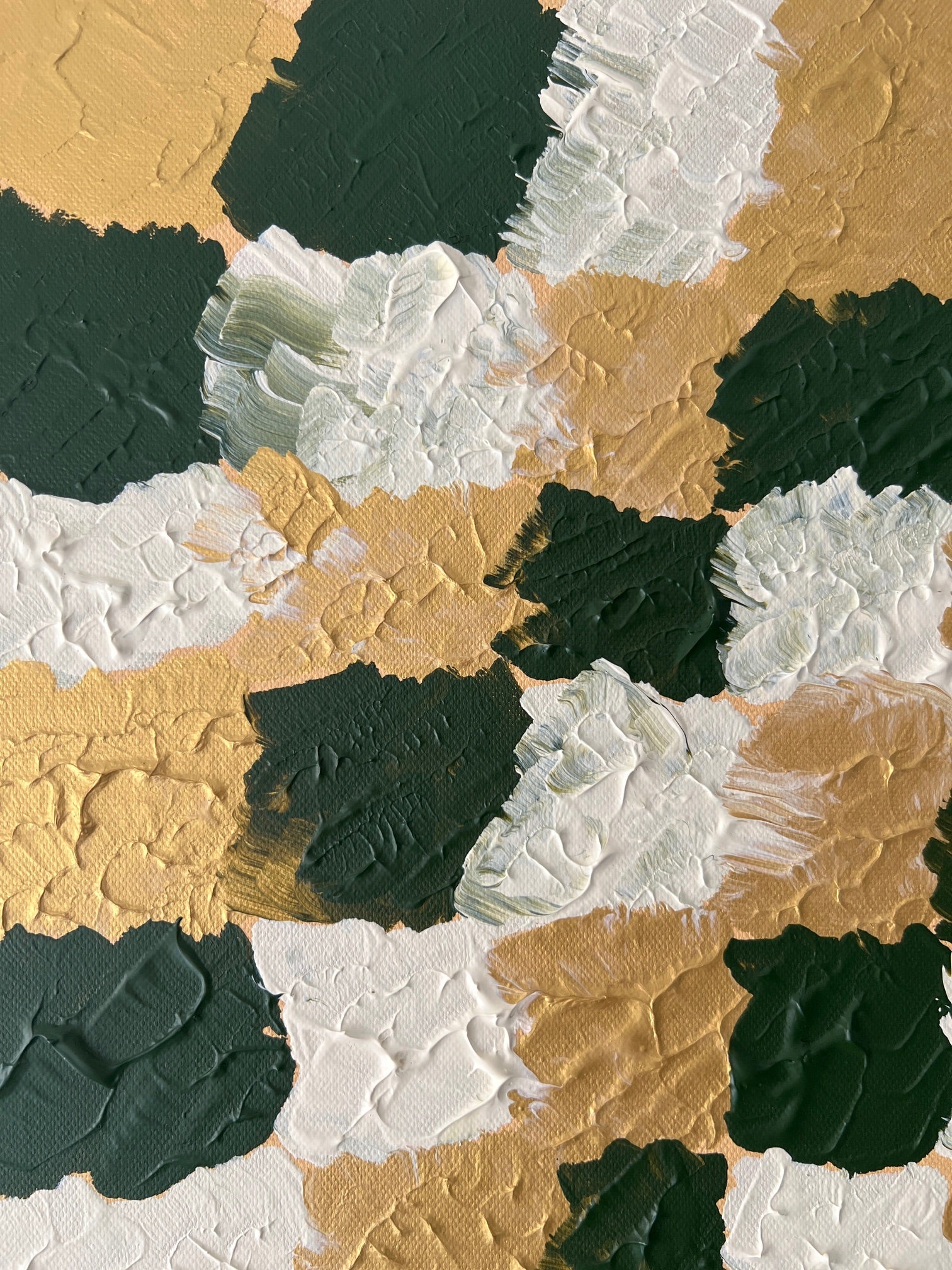 Tableau abstrait vert et blanc inspiré d’un échiquier, peinture moderne faite main, parfaite pour une déco murale originale.