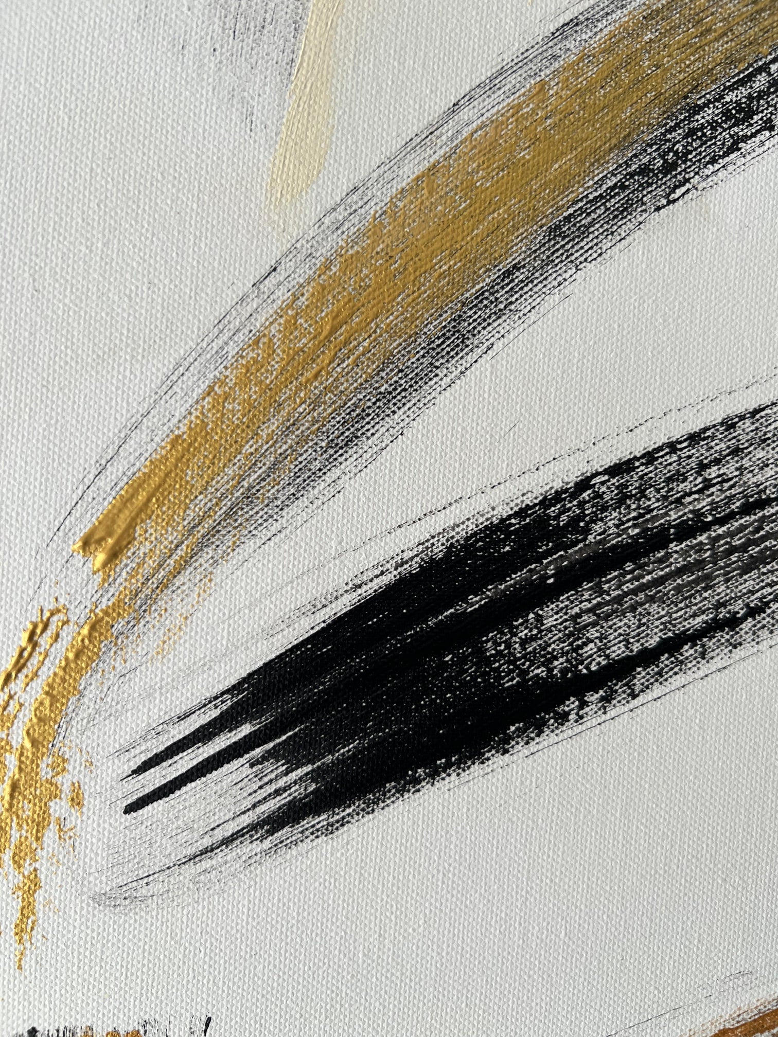 Tableau abstrait or et noir, peinture moderne faite main avec reliefs, œuvre élégante et contemporaine signée Biacha.