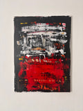 tableau abstrait moderne rouge noir en relief pour salon contemporain blanc ou gris Biacha 