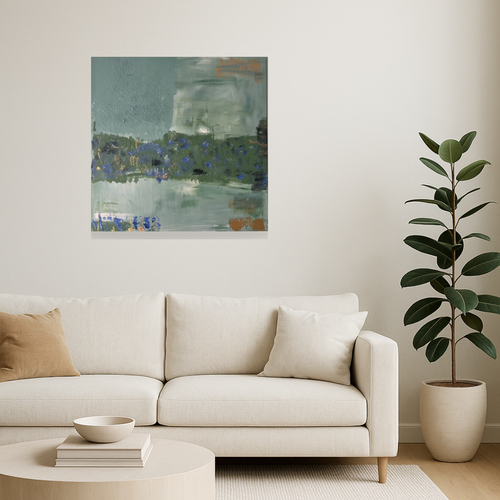 tableau-abstrait-vert-sauge-violet-blanc tableau moderne  fait main reposant zen 