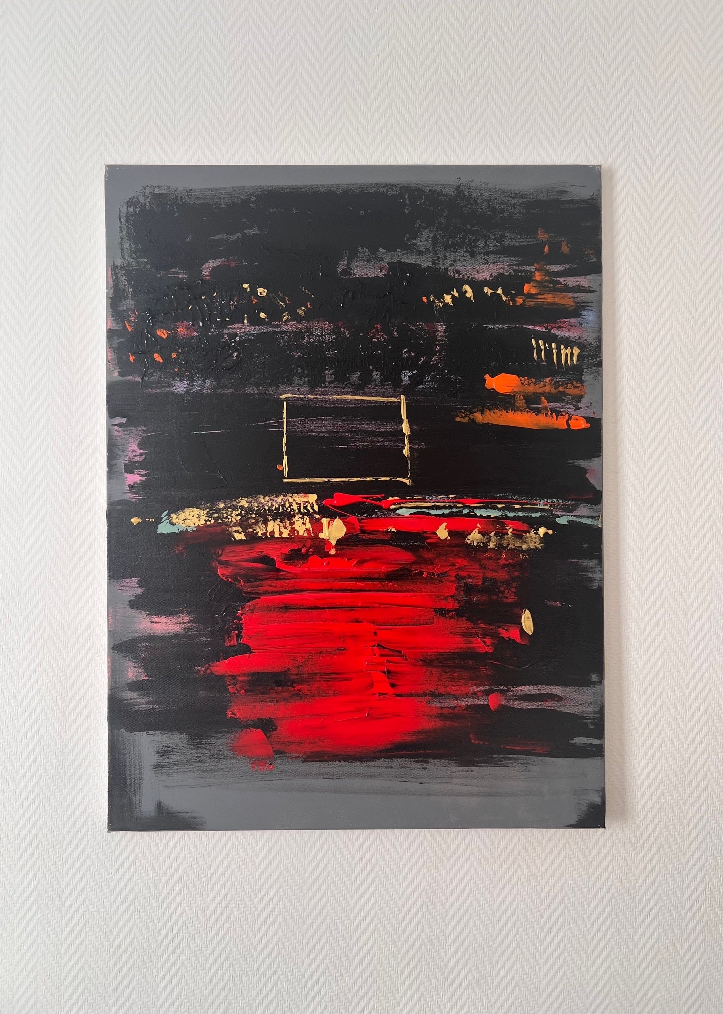 tableau abstrait moderne sur toile le tapis rouge à cannes Biacha 