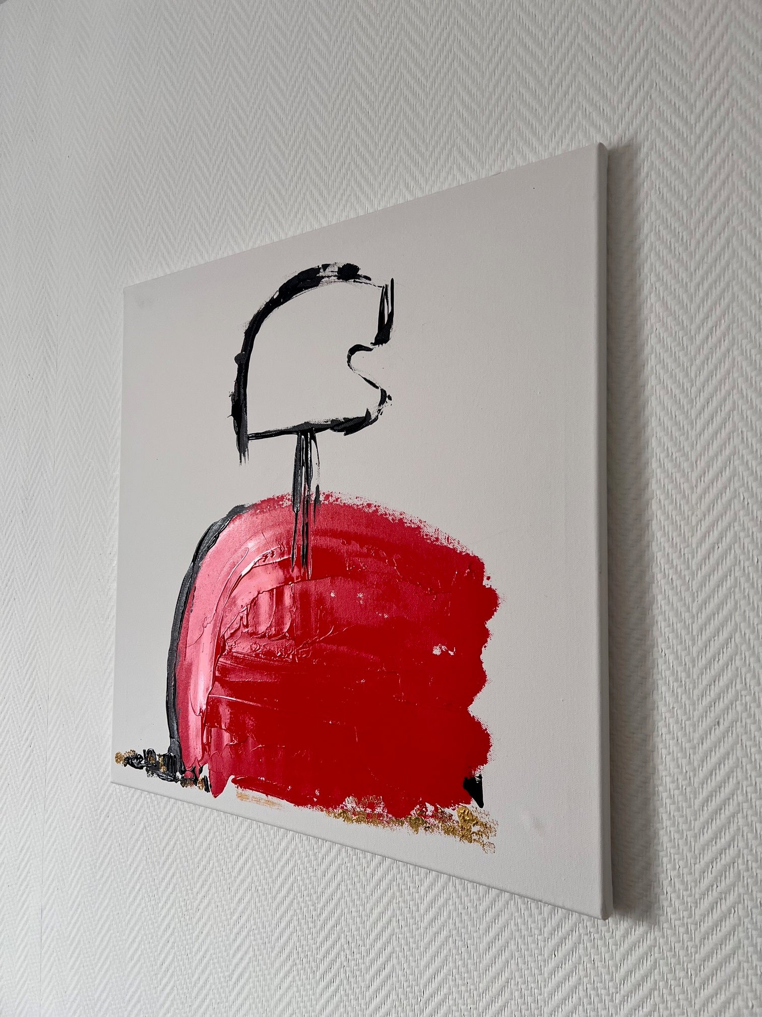 tableau abstrait  moderne  pour salon rouge  coureur formule 1  - Biacha