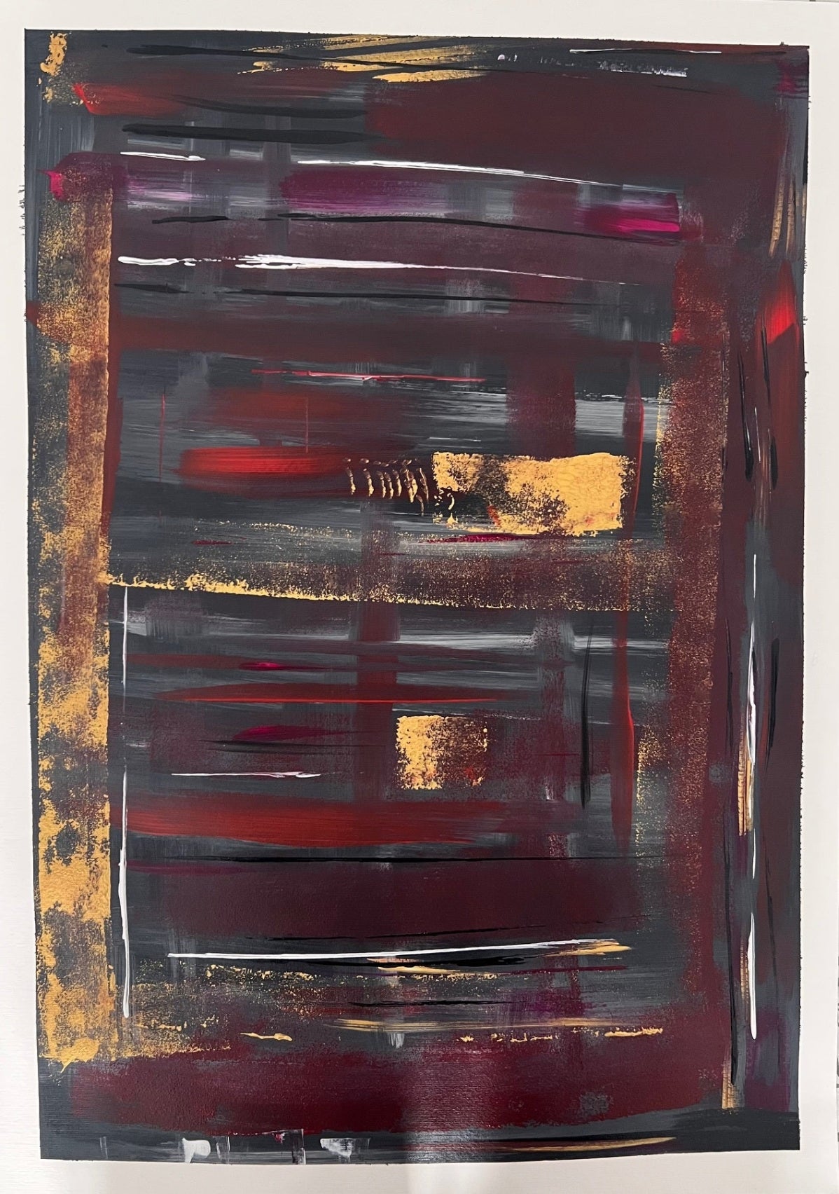 tableau abstrait peint à la main  sur papier  haut de gamme - Biacha artiste 