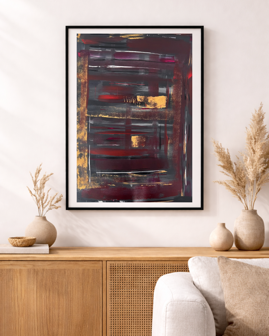 tableau  abstrait  peint  à la  main sur  papier - Biacha artiste peintre Français 