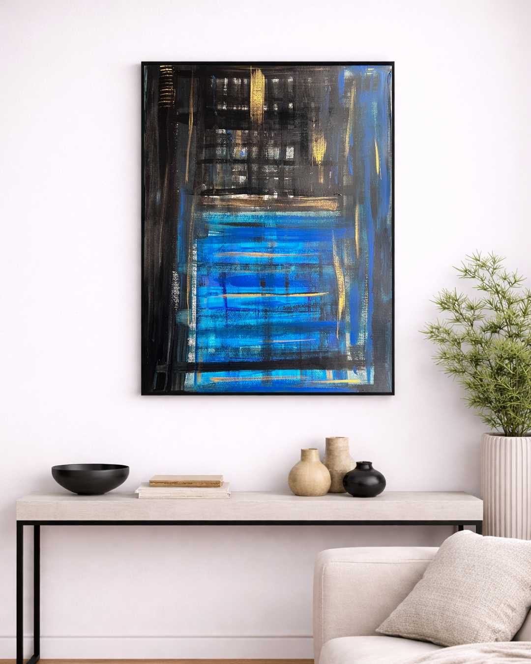 tableau abstrait  sur papier  fait à  la main Biacha 