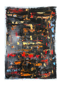 Tableau fait main sur papier or rouge orange – Le Bouquet Final - Biacha artiste peintre 
