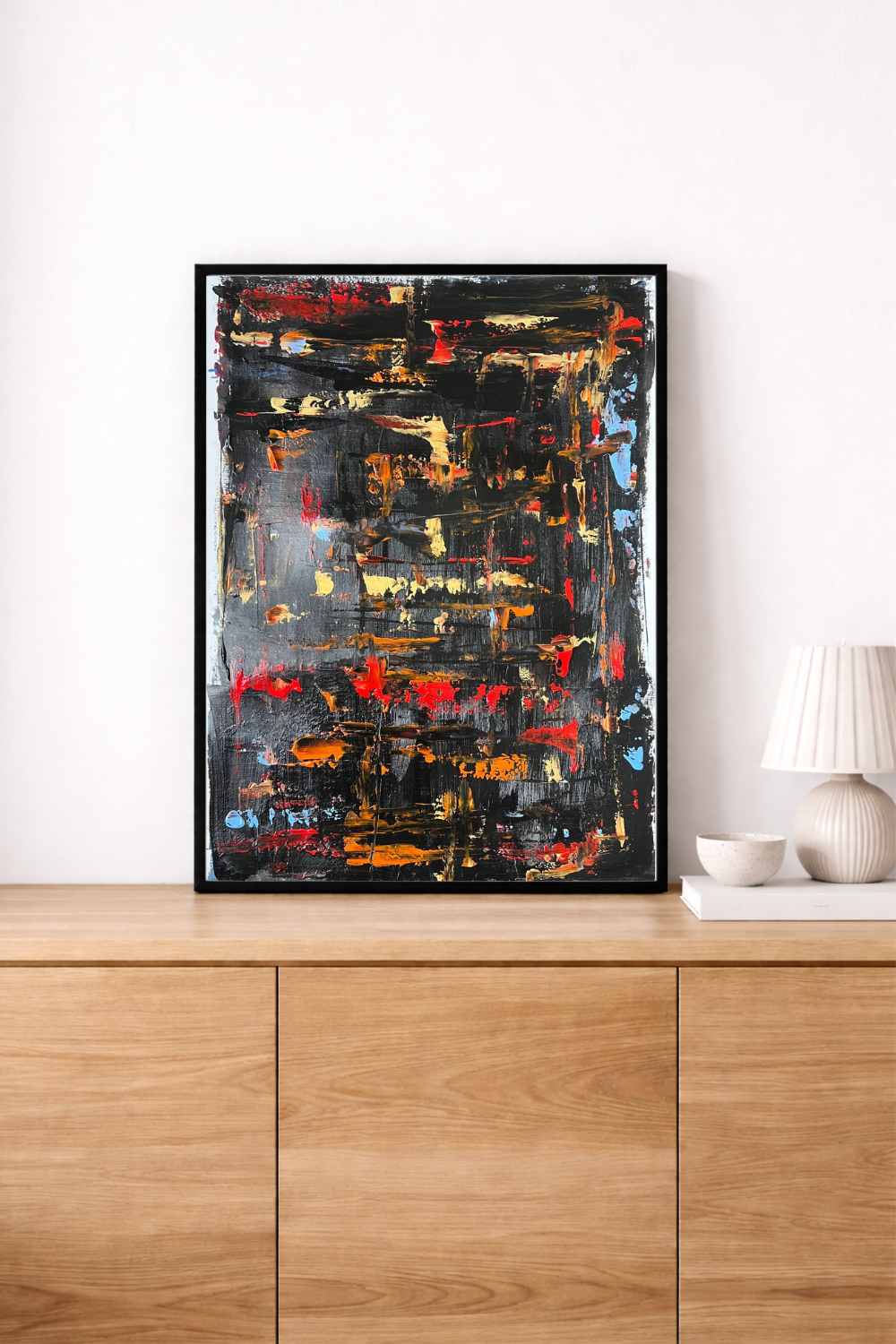 tableau abstrait sur papier peint 