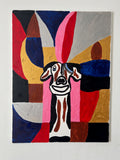 tableau abstrait sur toile 80x60 chien colorè