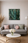 tableau  abstrait sur toile  fait main vert sauge 