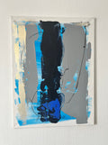 tableau abstrait  sur toile bleu et gris fait main en relief 