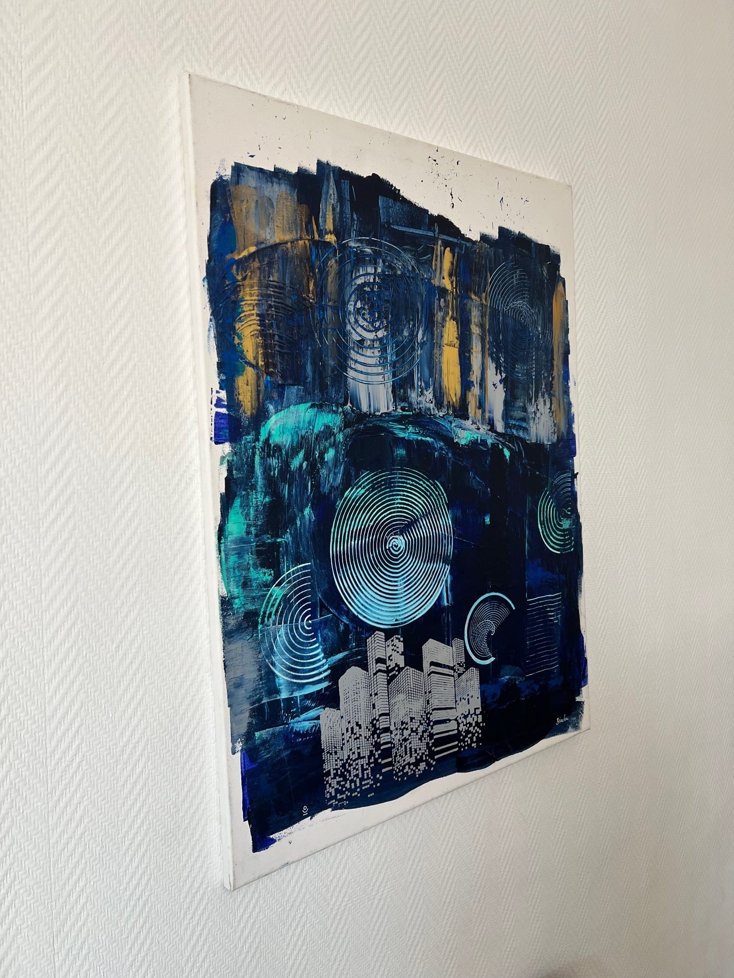 tableau abstrait  sur toile la ville de New York 