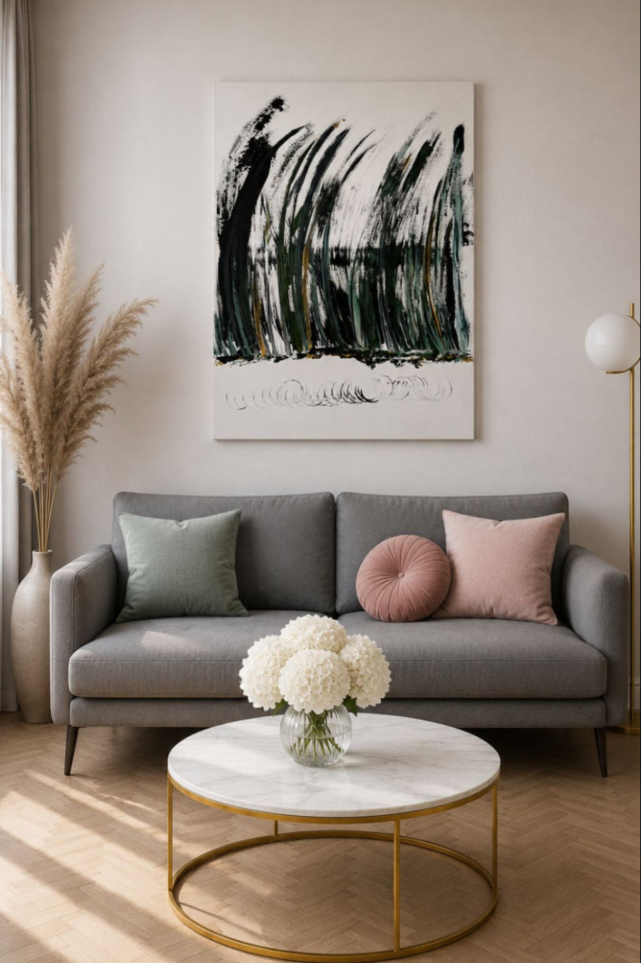 tableau bstrait  sur toile  vert sauge  