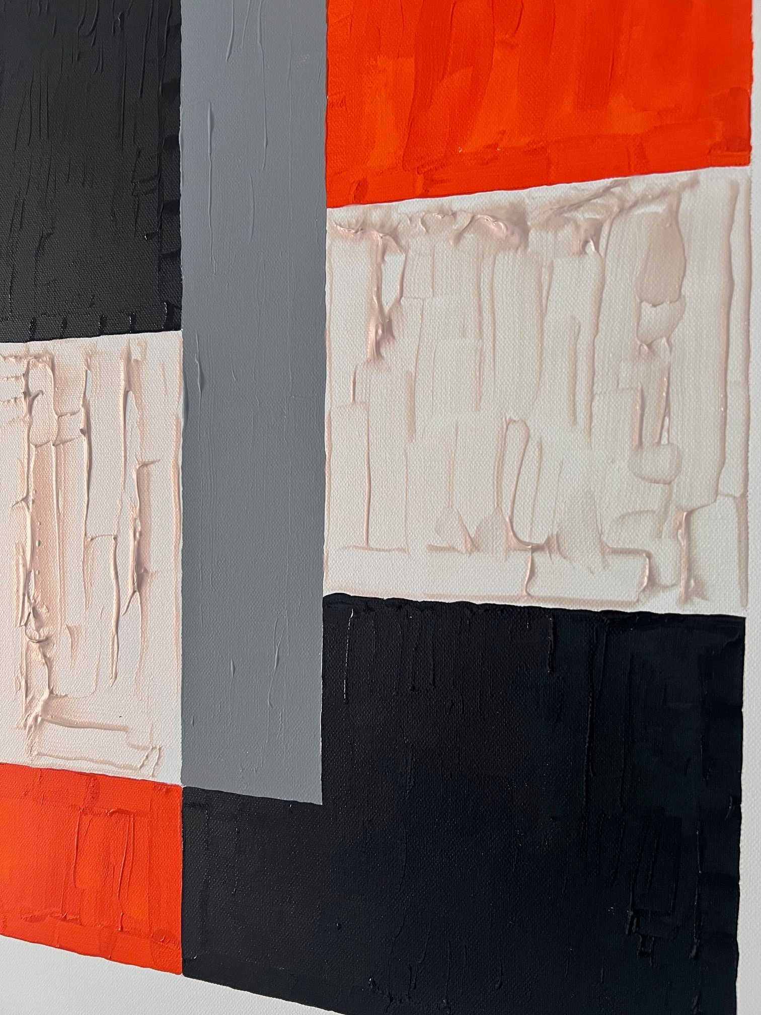 tableau design moderne orange noir gris structure géométrique pour salon  et chambre 