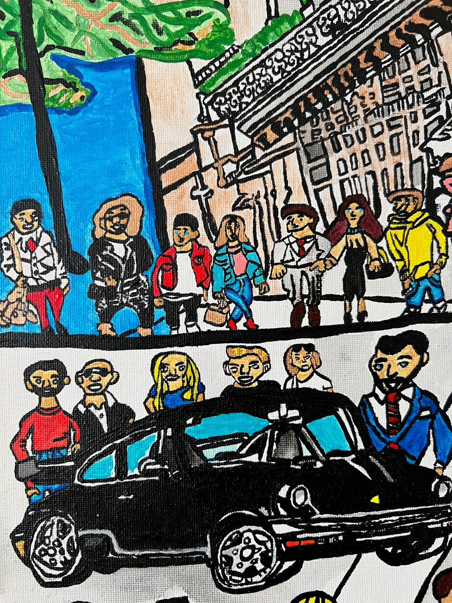 tableau fait main la vie parisienne  boulevard Saint Germain Paris - Biacha 