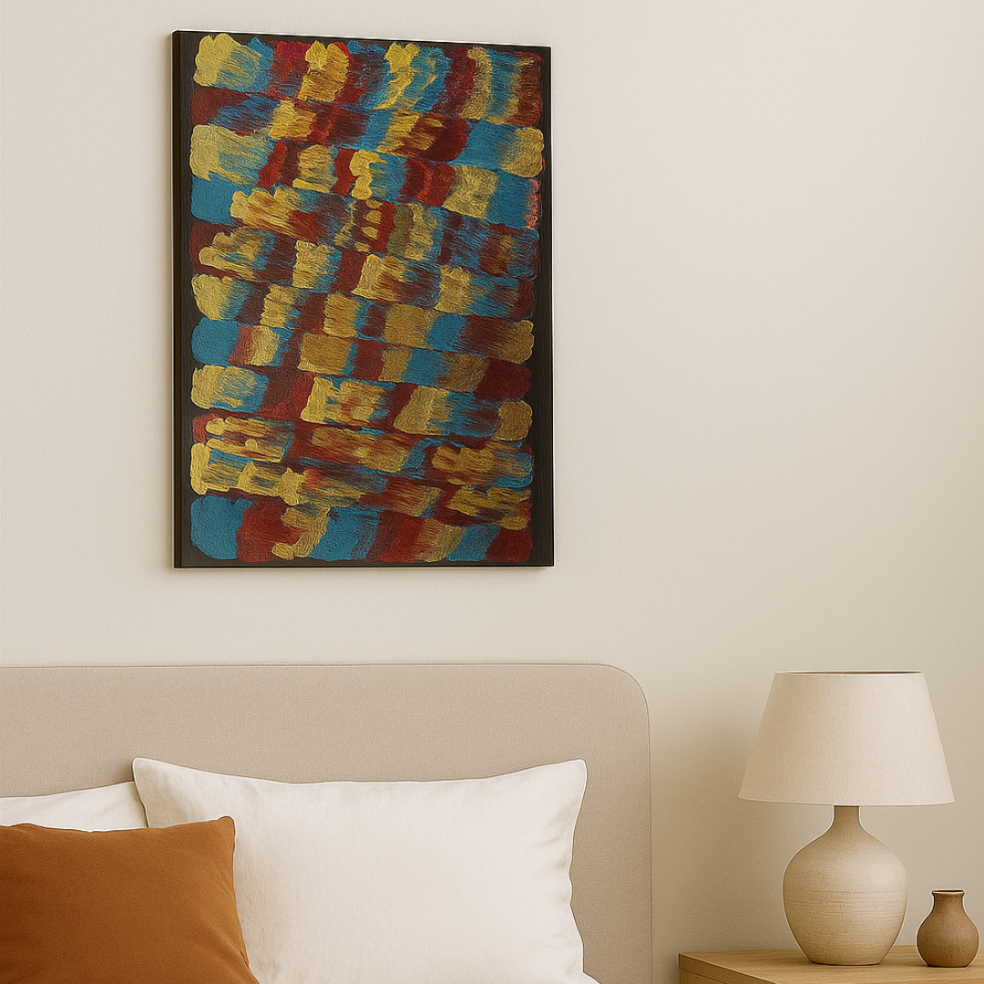 Tableau  abstrait fait à la main or et bleu