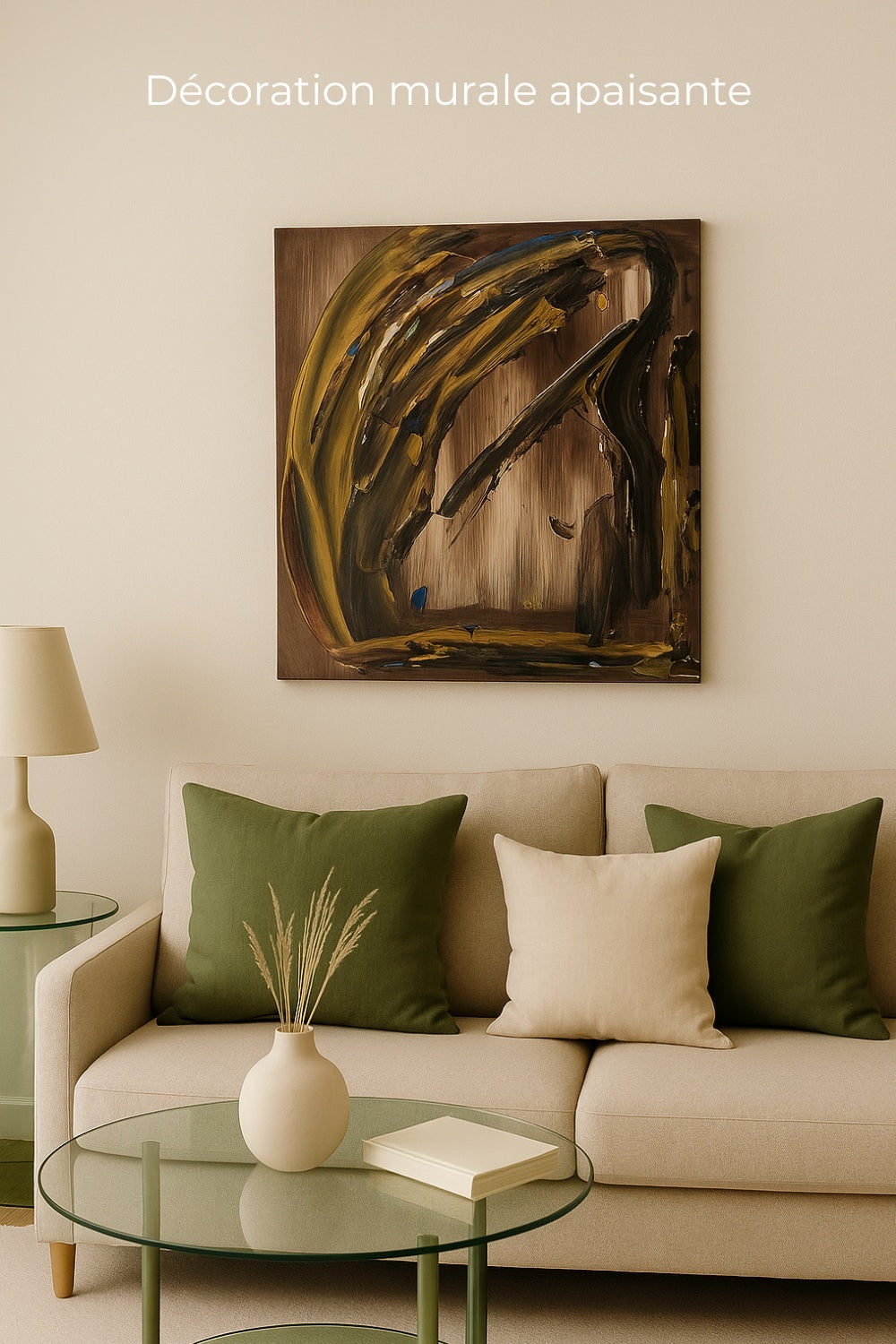 Tableau abstrait marron en relief, peinture acrylique faite main pour décoration murale moderne et design intérieur. Signé Biacha.