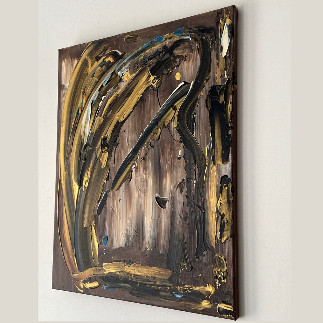 Tableau moderne unique marron en relief 