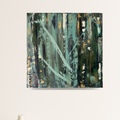 Tableau  moderne  vert  noir et blanc lissage et relief.  Biacha artiste peintre