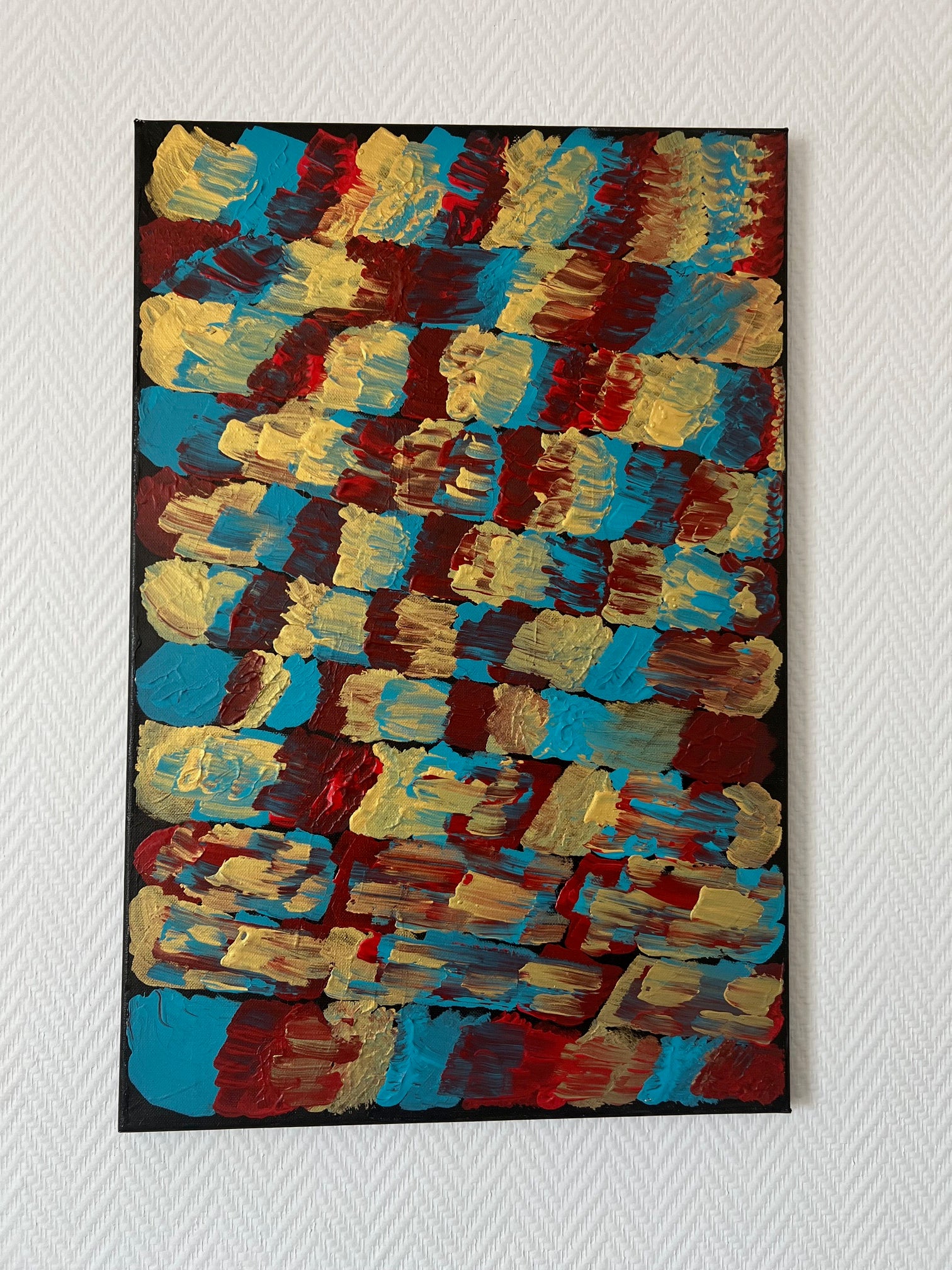 tableau or et bleu en relief fait main