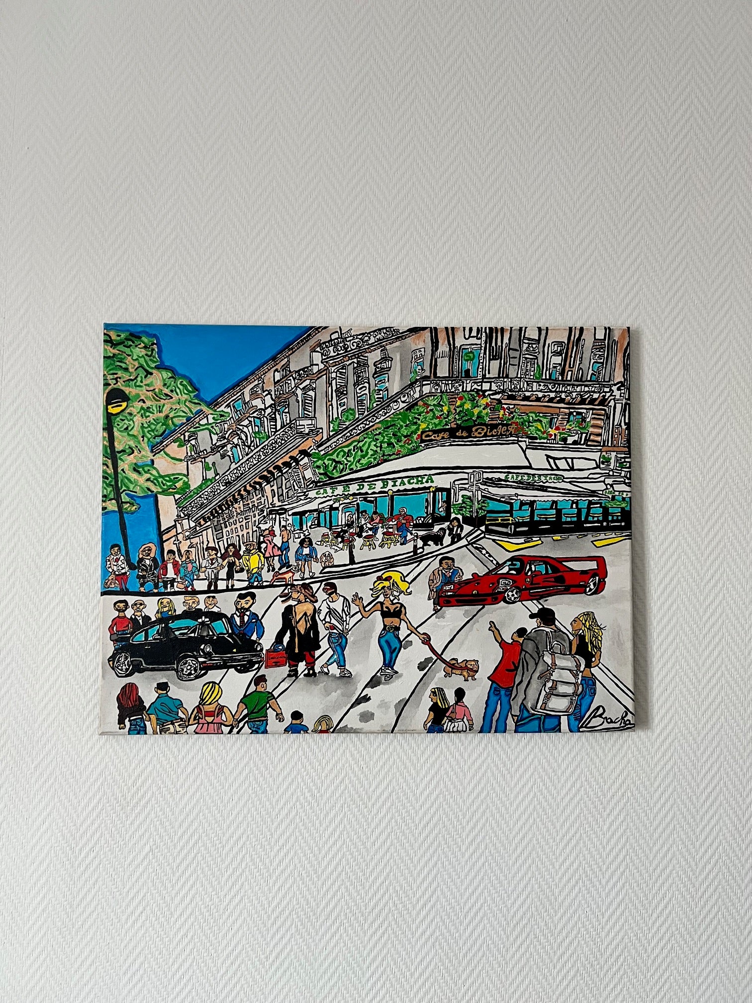 tableau rue de Paris peint à  la main  sur toile unique 