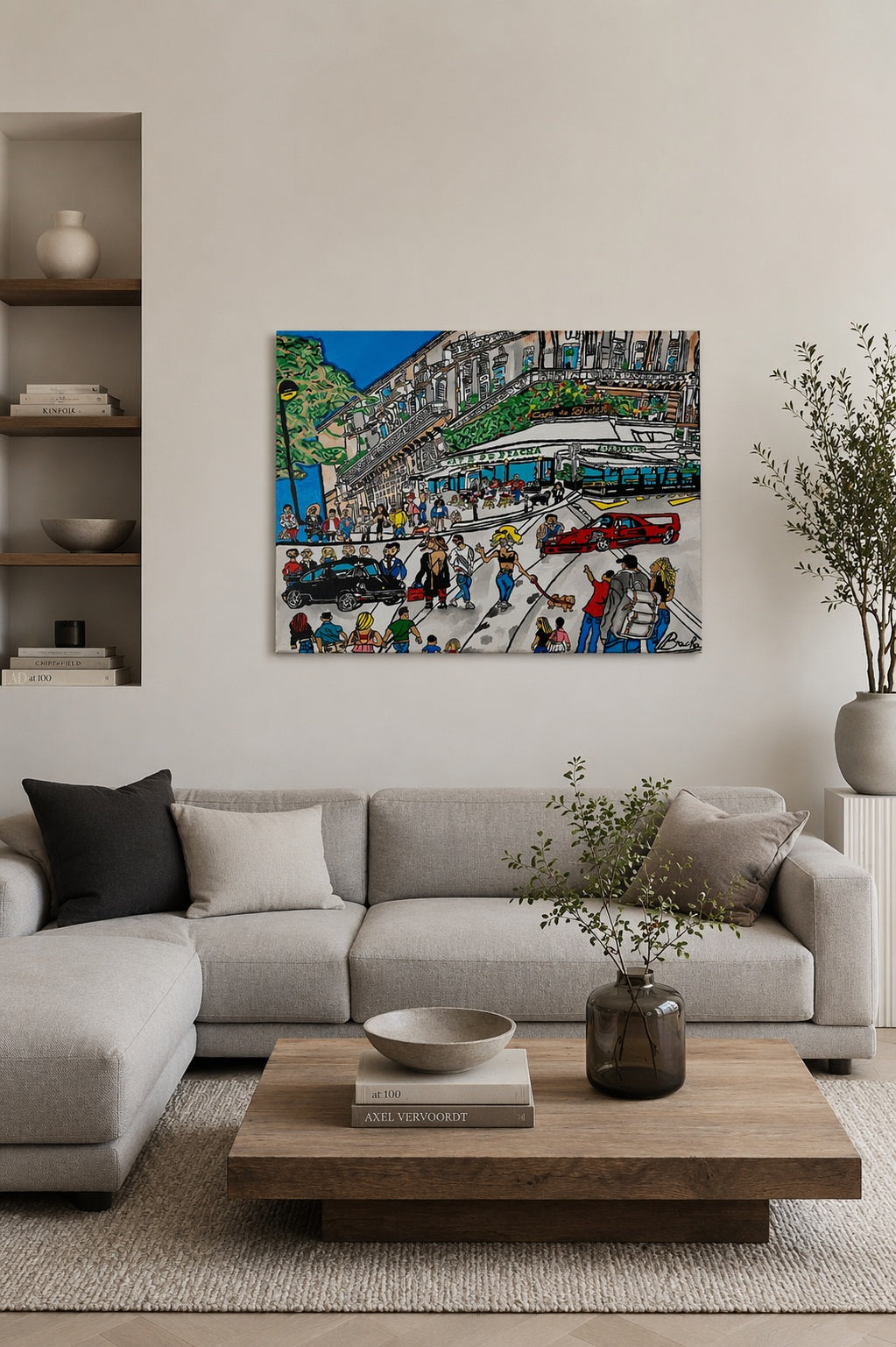 tableau  sur toile  peint à la main  Paris Boulevard Saint Germain Biacha 
