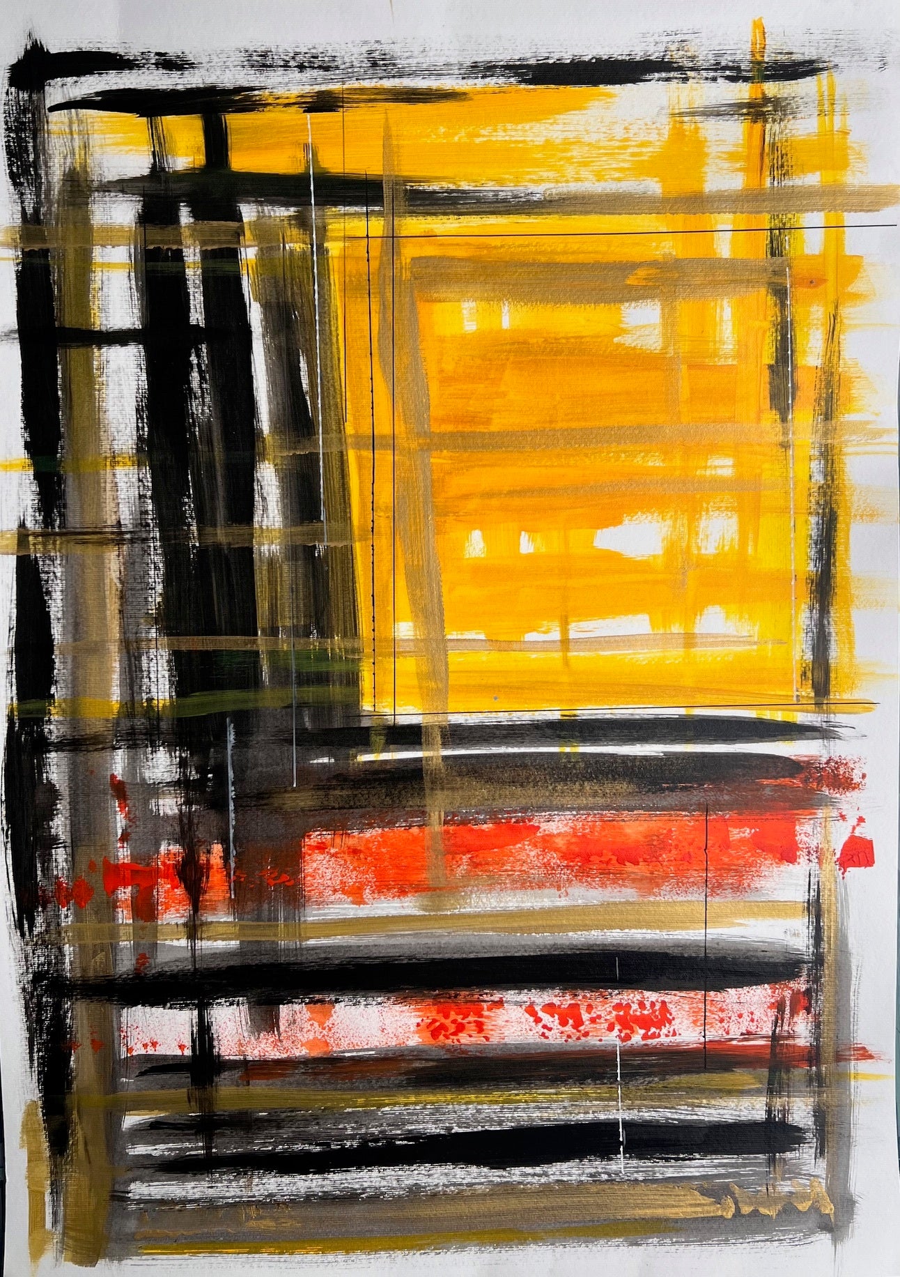 tableau abstrait sur papier épais peint à la main - Biacha 